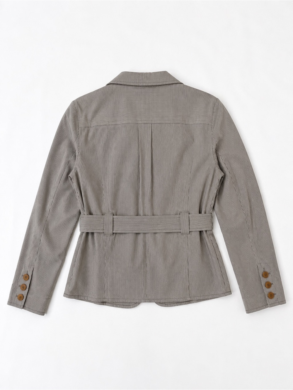 Allegory Gray Pinstripe Utility Belted Safari Jacket Size 10 - Picture 4 of 5